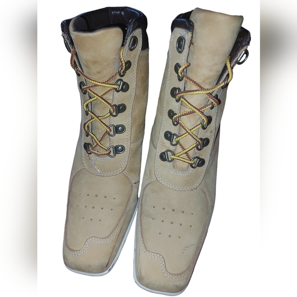 Timberland tie up suede leather square toe wedge boots women’s size 7 - Picture 5 of 15